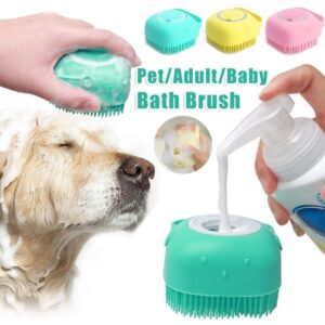 Bathroom Dog Bath Brush Massager with Silicon Comb